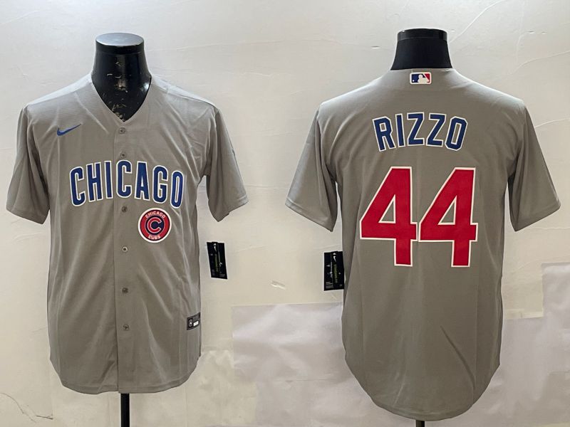 Men Chicago Cubs #44 Rizzo Grey Game 2025 Nike MLB Jersey style 4